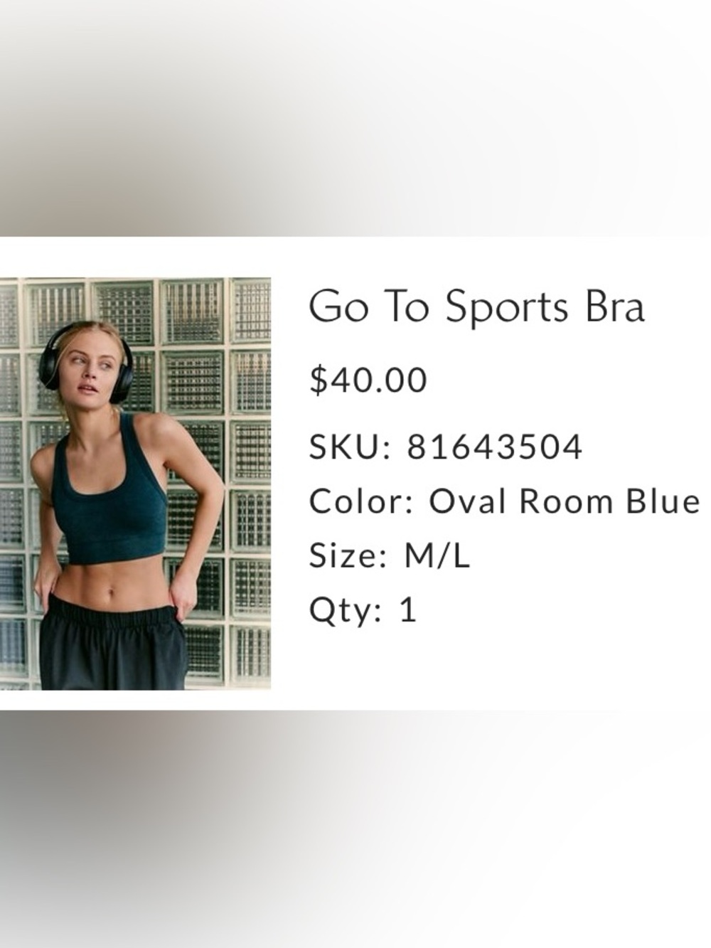 NWOT FP Movement Go To Sports Bra — Oval Room Blue
